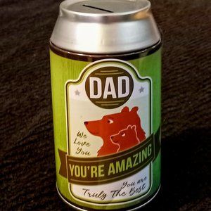 "DAD" Amazing Beer Can 6" Novelty Coin Bank Vtg